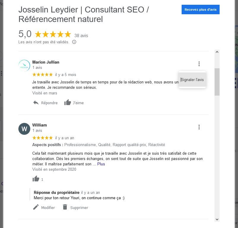 Signaler un avis negatif